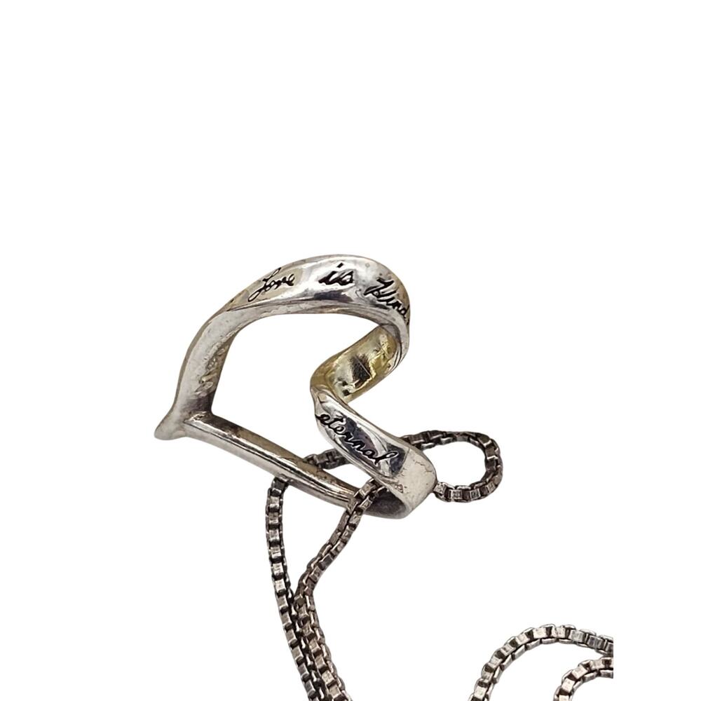 Sterling Silver Heart Love Is Patient Pendant Necklace - Picture 4 of 7